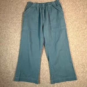 BIG BUD PRESS Action Pants Wide Leg Cropped Teal Blue Cotton Women's Size Large
